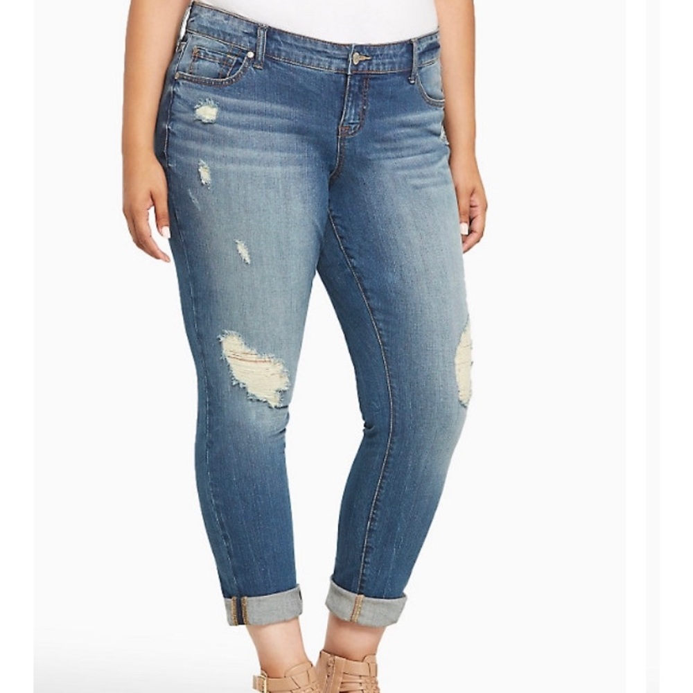 Torrid Boyfriend Jeans with Ripped Destruction